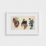 Dancers from Momoyogusa - Kamisaka Sekka Art Print / Canvas Framed Artwork Three Stylized Japanese Women Traditional Kimonos Sekka’s,