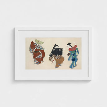 Dancers from Momoyogusa - Kamisaka Sekka Art Print / Canvas Framed Artwork Three Stylized Japanese Women Traditional Kimonos Sekka’s,