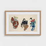 Dancers from Momoyogusa - Kamisaka Sekka Art Print / Canvas Framed Artwork Three Stylized Japanese Figures Traditional Attire Sekka’s,