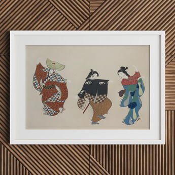 Dancers from Momoyogusa - stampa d'arte di Kamisaka Sekka / Tela, 30x20’’ / 76x51cm / Cornice bianca / Passe-partout, poster, stampe e opere d’arte visiva,