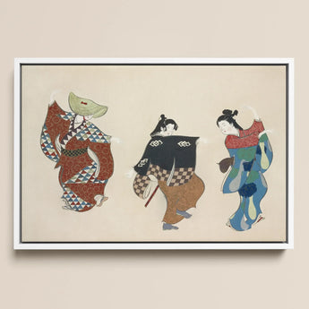 Dancers from Momoyogusa - Kamisaka Sekka Art Print / Canvas, 18x12’’ / 46x31cm / White Frame, Posters Prints & Visual Artwork, Toby Leon