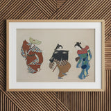 Dancers from Momoyogusa - Kamisaka Sekka Art Print / Canvas Framed Artwork Three Traditional Japanese Figures Colorful Patterned Sekka’s,