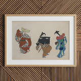 Dancers from Momoyogusa - Kamisaka Sekka Art Print / Canvas, Kamisaka Sekka’s Dancers, Momoyogusa Woodblock Print, Sekka Woodblock Art