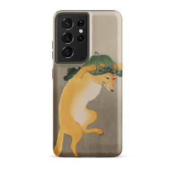 Dancing Fox with Lotus Leaf Hat - Ohara Koson Phone Case, Samsung Galaxy S21 Ultra / Matte, Mobile Cases, Toby Leon