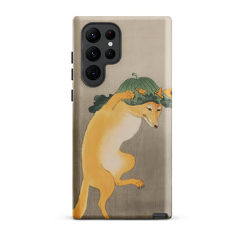 Dancing Fox with Lotus Leaf Hat - Ohara Koson Phone Case, Samsung Galaxy S22 Ultra / Matte, Mobile Cases, Toby Leon