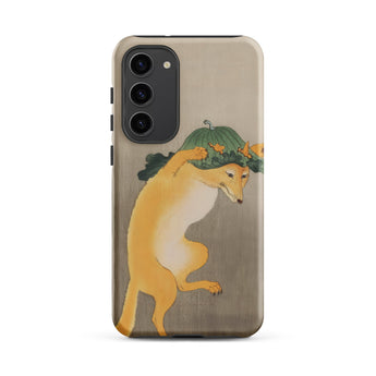 Dancing Fox with Lotus Leaf Hat - Ohara Koson Phone Case, Samsung Galaxy S23 Plus / Matte, Mobile Cases, Toby Leon