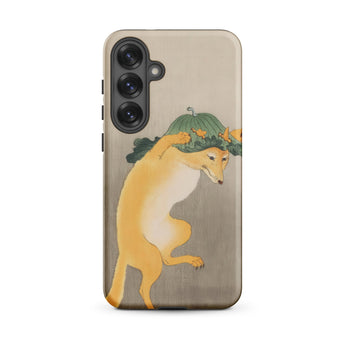 Dancing Fox with Lotus Leaf Hat - Ohara Koson Phone Case, Samsung Galaxy S25 Plus / Matte, Mobile Cases, Toby Leon
