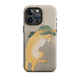 Dancing Fox with Lotus Leaf Hat - Ohara Koson Phone Case Iphone 15 Pro Max / Matte Iphone Pro Max Case Whimsical Fox Pumpkin Ohara Koson