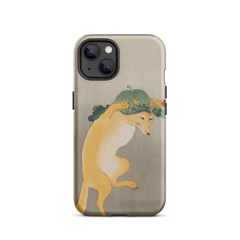 Dancing Fox with Lotus Leaf Hat - Ohara Koson Phone Case Iphone 13 / Matte Phone Case Whimsical Fox Pumpkin Illustration Ohara Koson Fox,