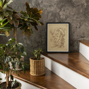 Dancing Nude - Louis Anquetin Art Print / Canvas Black-framed Artwork Sepia-toned Sketch Figure Motion Wooden, Anquetin’s, Male Unspooling,