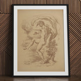 Dancing Nude - Louis Anquetin Art Print / Canvas Black-framed Artwork Sepia-toned Sketch Male Figure Dynamic, Anquetin’s, Unspooling,