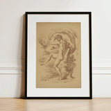 Dancing Nude - Louis Anquetin Art Print / Canvas Framed Sepia-toned Sketch Figure Dynamic Motion Enclosed, Anquetin’s, Male Unspooling,