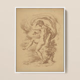 Dancing Nude - Louis Anquetin Art Print / Canvas Framed Sepia-toned Sketch Muscular Male Figure Dynamic, Anquetin’s, Unspooling, Single