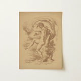 Dancing Nude - Louis Anquetin Art Print / Canvas Sepia-toned Sketch Dynamic Male Figure Motion, Anquetin’s, Unspooling, Single Sepia