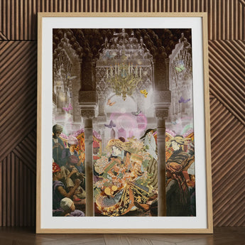 Dancing Queen - Japanese Geisha Collage Art Print Framed Artwork Ornate Intricate Scene Figures Elaborate Costumes, Toby Leon Prints