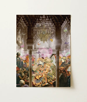 Vibrant Intricately Illustrated Art Print Richly Adorned Woman Japanese Geisha Collage, Toby Leon