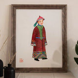 Dandy - Qing Dynasty Art Print / Canvas Framed Artwork Figure Traditional Chinese Attire Colorful Robe Qing Dynasty Dandyism, Manchu