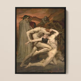 Dante and Virgil - William-adolphe Bouguereau Art Print / Canvas Black-framed Artwork Dramatic Classical Painting Muscular Figures Intense
