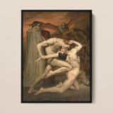 Dante and Virgil - William-adolphe Bouguereau Art Print / Canvas Black-framed Artwork Dramatic Classical Painting Muscular Figures Intense,
