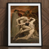 Dante and Virgil - William-adolphe Bouguereau Art Print / Canvas Black-framed Art Print Classical Painting Muscular Figures Dramatic