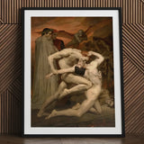Dante and Virgil - William-adolphe Bouguereau Art Print / Canvas Black-framed Classical Painting Muscular Figures Dramatic, Bouguereau’s,