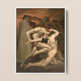 Dante and Virgil - William-adolphe Bouguereau Art Print / Canvas Framed Classical Painting Dramatic Scene Two Muscular Figures Bouguereau