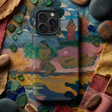 Day of the God - Paul Gauguin Phone Case Vibrant Artistic Phone Case Stylized Painting Figures Beach Paul Gauguin, Post-impressionist Art,