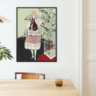The Dead Bird - La Gazette Du Bon Ton Framed Canvas, Framed Art Deco Fashion Illustration Stylized Figure Patterned
