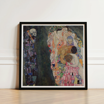 Framed Reproduction Gustav Klimt’s ?The Kiss” Sleek Black Klimt Fine Art, Arranges Bodies, Garland Twisting