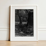 Death-fires Dancing Around the Becalmed Ship - Gustave Dore Art Print / Canvas Black-and-white Framed Artwork Demonic Figure Wings Amidst