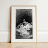 The Death - Gustave Dore Art Print / Canvas Framed Black-and-white Illustration Cloaked Figure Seated Atop Globe Gustave Dore Art, Mercy