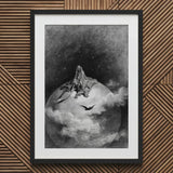 The Death - Gustave Dore Art Print / Canvas Framed Black White Robed Figure Scythe Celestial, Mercy Carved, Prints