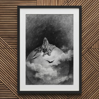 The Death - Gustave Dore Art Print / Canvas Framed Black White Robed Figure Scythe Celestial, Mercy Carved, Prints