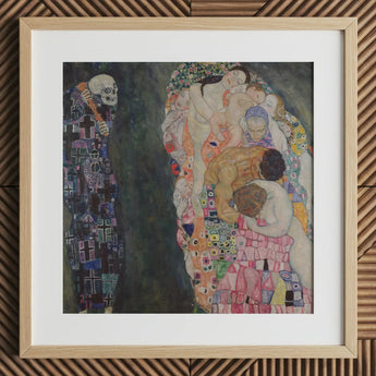 Death and Life - Stampa Fine Art di Gustav Klimt / Tela, 12x12’’ / 31x31cm / Cornice naturale / Passe-partout, Poster, Stampe e Arte Visiva, Toby