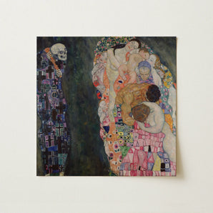 Death and Life - Gustav Klimt Fine Art Print / Canvas, Gustav Klimt Fine Art, Klimt Arranges Bodies, Garland Twisting