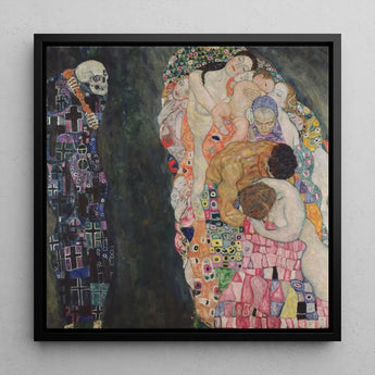 Death and Life - Gustav Klimt Fine Art Print / Canvas Framed Reproduction Klimt’s ?The Kiss” Central Couple, Arranges Bodies, Garland T
