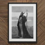 Death - Sascha Schneider Art Print / Canvas Black Framed Poster White Mat Nude Man Crown, Shapes Mortality, Skull-helmet Glares Prints