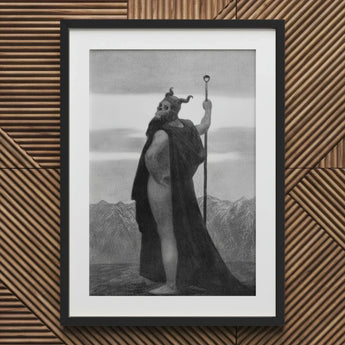 Death - Sascha Schneider Art Print / Canvas Black Framed Poster White Mat Nude Man Crown, Shapes Mortality, Skull-helmet Glares Prints