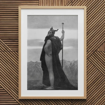 Death - Sascha Schneider Art Print / Canvas Wooden Framed Black White Nude Man Crown, Shapes Mortality, Skull-helmet Glares Prints