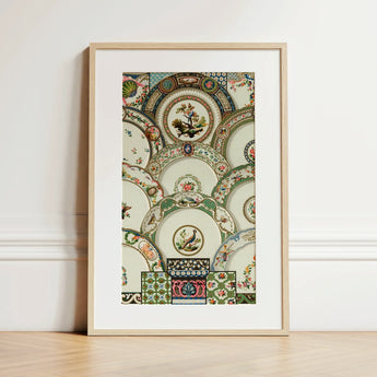 Decorative Plates - Auguste Racinet Illustrated Art Print / Canvas, 12x18’’ / 31x46cm / Natural Frame / Matboard, Posters Prints & Visual