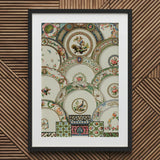 Decorative Plates - Auguste Racinet Illustrated Art Print / Canvas Framed Artwork Intricate Collage Vintage Porcelain Floral Racinet’s,