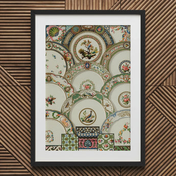 Decorative Plates - Auguste Racinet Illustrated Art Print / Canvas Framed Artwork Intricate Collage Vintage Porcelain Floral Racinet’s,