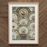 Decorative Plates - Auguste Racinet Illustrated Art Print / Canvas Framed Artwork Intricate Collage Vintage Porcelain Racinet’s,
