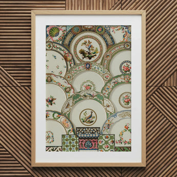 Decorative Plates - Auguste Racinet Illustrated Art Print / Canvas Framed Artwork Intricate Collage Vintage Porcelain Racinet’s,