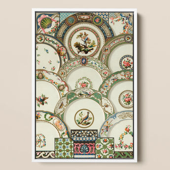 Decorative Plates - Auguste Racinet Illustrated Art Print / Canvas Framed Decorative Art Print Intricate Collage Vintage Porcelain Auguste