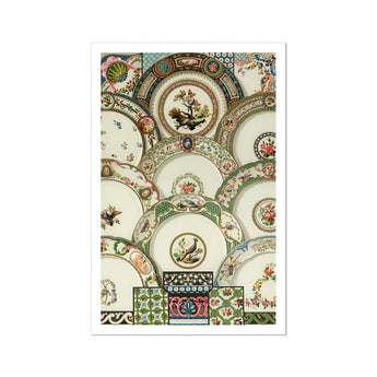Decorative Plates - Auguste Racinet Illustrated Art Print / Canvas Ornate Floral Patterns Bird Motifs Arranged Racinet’s, Illustration,