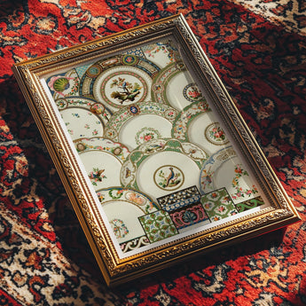 Decorative Plates - Auguste Racinet Illustrated Art Print / Canvas Ornate Gold-framed Display Vintage Floral Bird Racinet’s, Illustration,