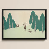 Deer - Kamisaka Sekka Woodland Forest Art Print / Canvas, 18x12’’ / 46x31cm / Black Frame, Posters Prints & Visual Artwork, Toby Leon