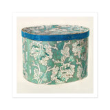 Delicate Blue Box - Decorative 1930s Art Print / Canvas Vintage Floral-patterned Cylindrical Storage Tin Rim Decor, Bygone Elegance Prints