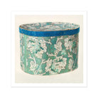 Delicate Blue Box - Decorative 1930s Art Print, Vintage Floral-patterned Cylindrical Storage Tin Blue Rim